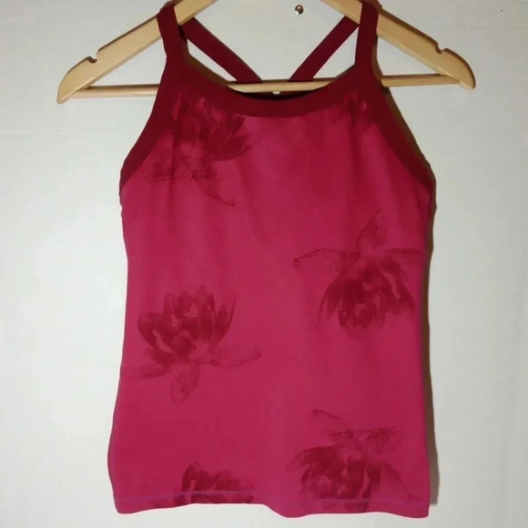 Lululemon pink floral back pocket sweetheart neck size 6 women - Picture 1 of 6
